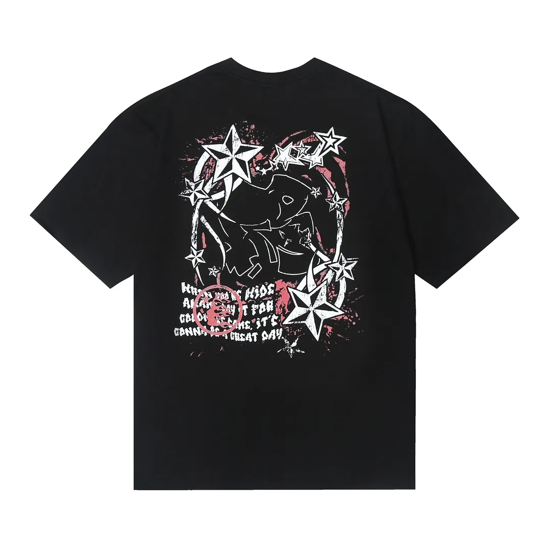 6630# P112 Hellstar American fashion high street pure cotton loose short-sleeved T-shirt Color: White Black Apricot Code Number: S M L XL