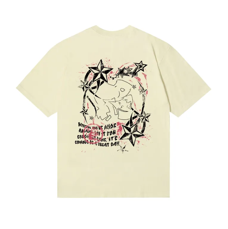6630# P112 Hellstar American fashion high street pure cotton loose short-sleeved T-shirt Color: White Black Apricot Code Number: S M L XL