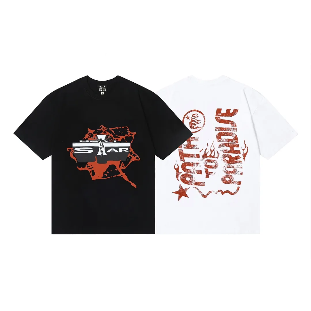 6620# P116 Hellstar American fashion high street pure cotton loose short-sleeved T-shirt Color: White Black Size: S M L XL