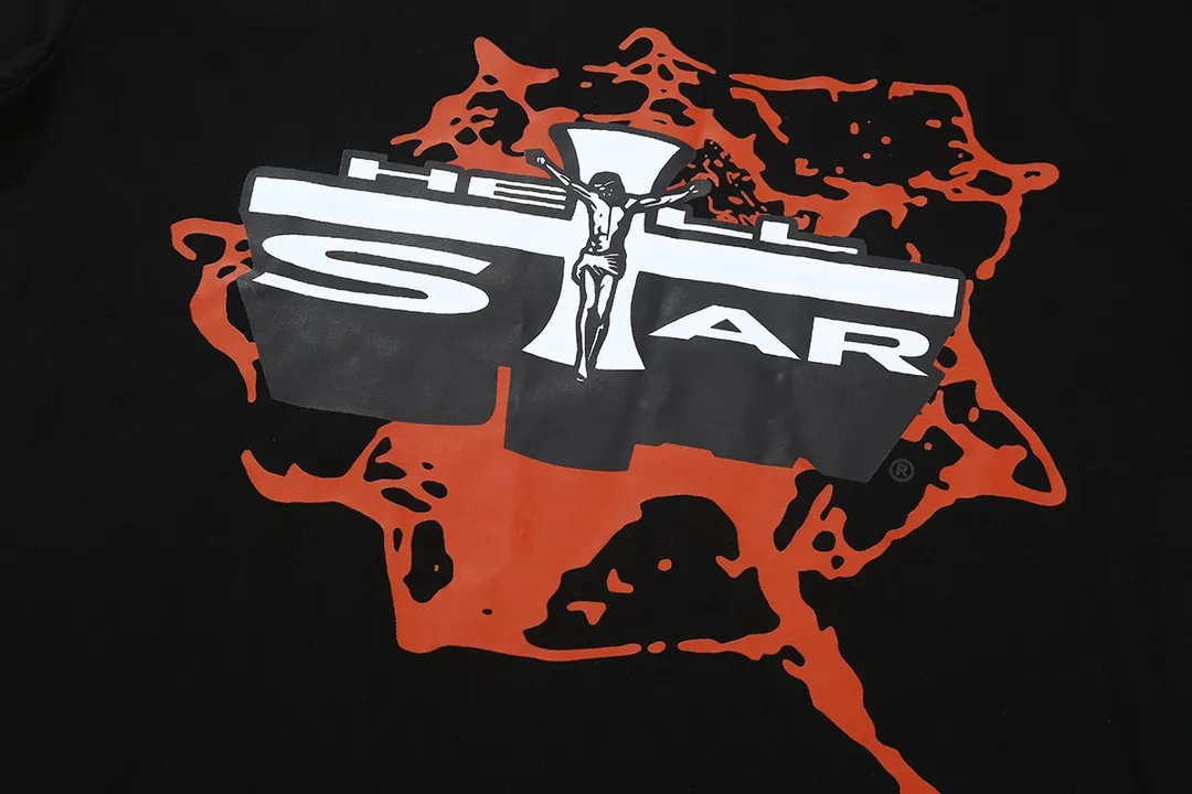 6620# P116 Hellstar American fashion high street pure cotton loose short-sleeved T-shirt Color: White Black Size: S M L XL