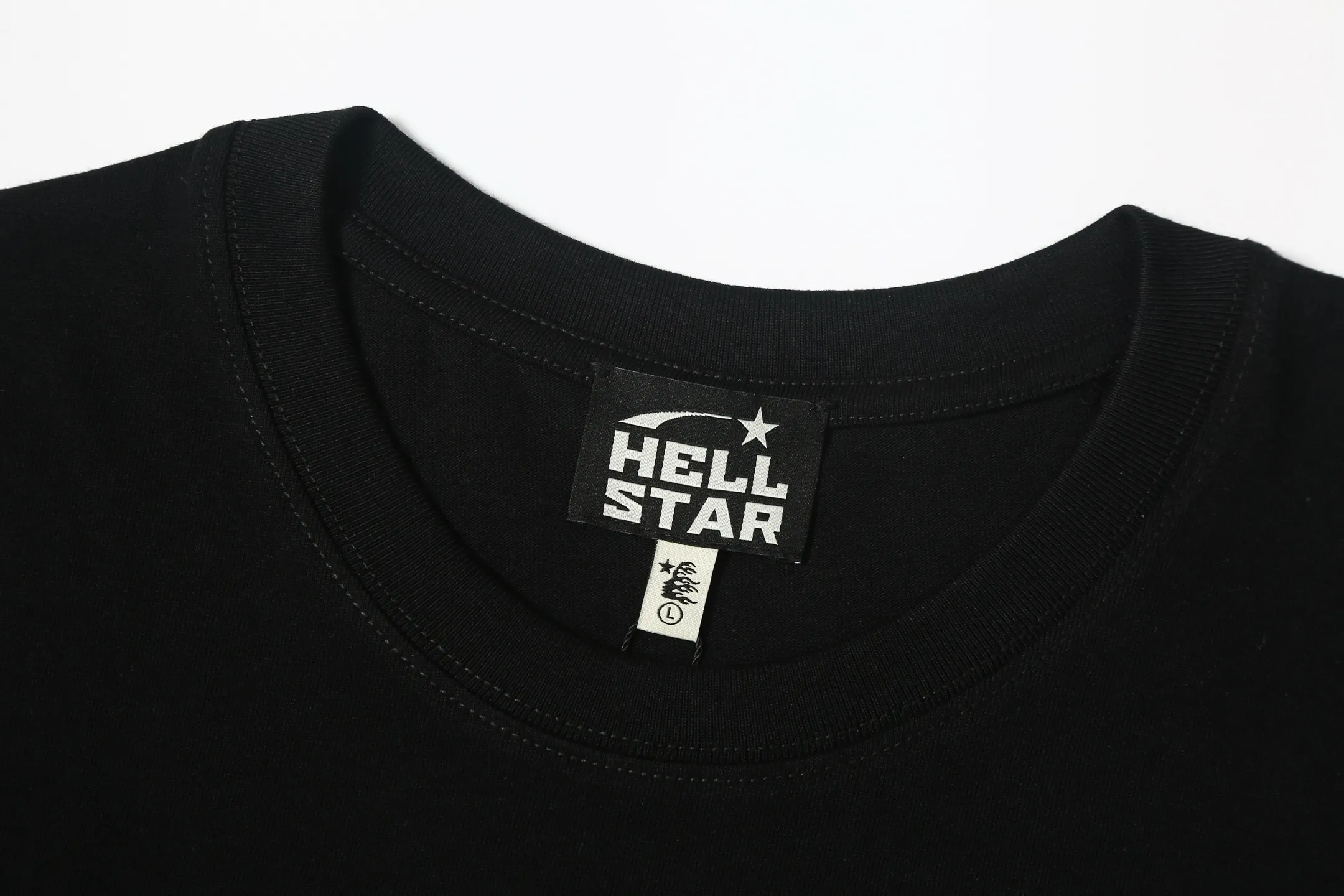 6605# P116 High quality Hell Hell Star BEAT US slogan printed casual retro men's and women's American fashion brand short-sleeved T-shirt Color: White Black Size: S M L XL