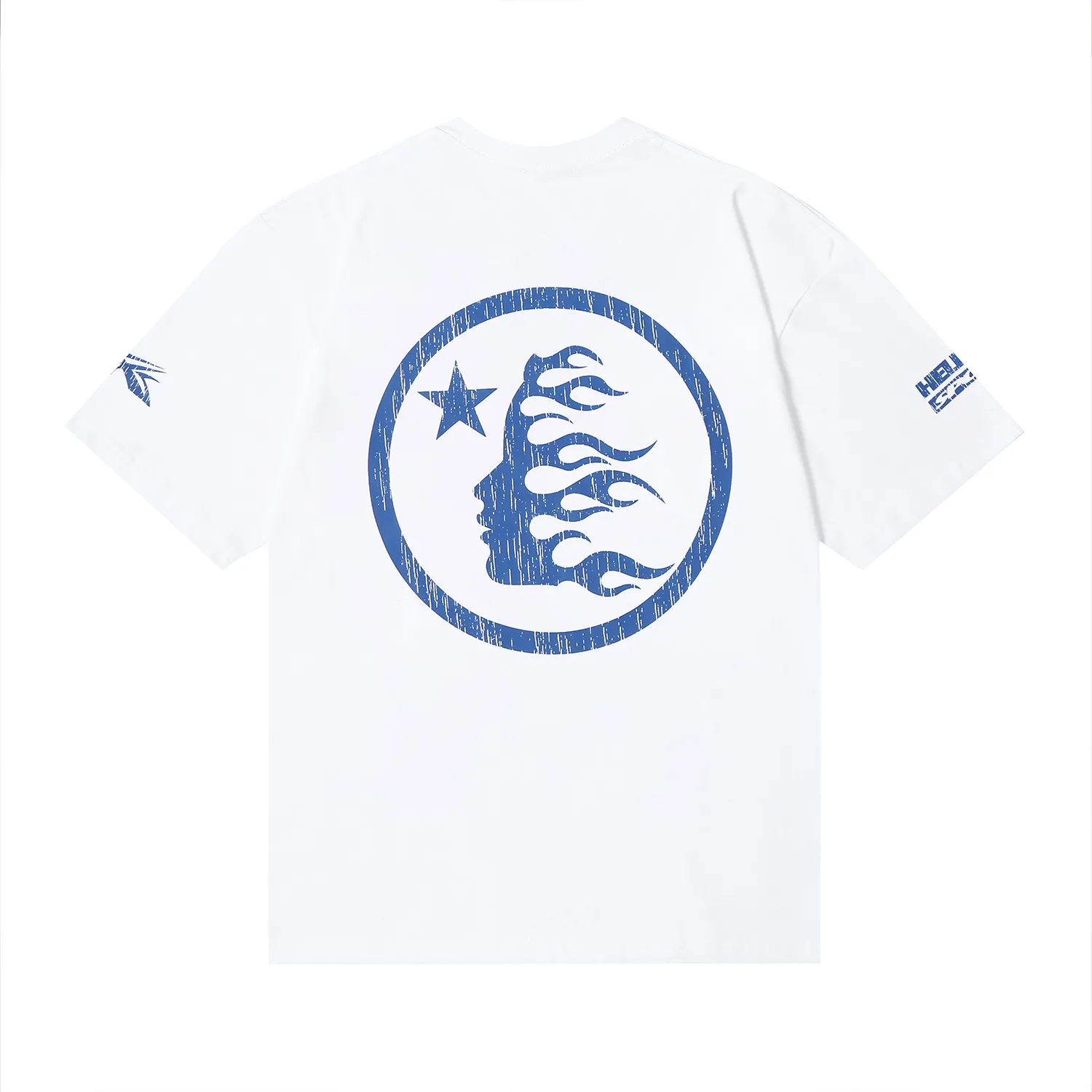 6605# P116 High quality Hell Hell Star BEAT US slogan printed casual retro men's and women's American fashion brand short-sleeved T-shirt Color: White Black Size: S M L XL