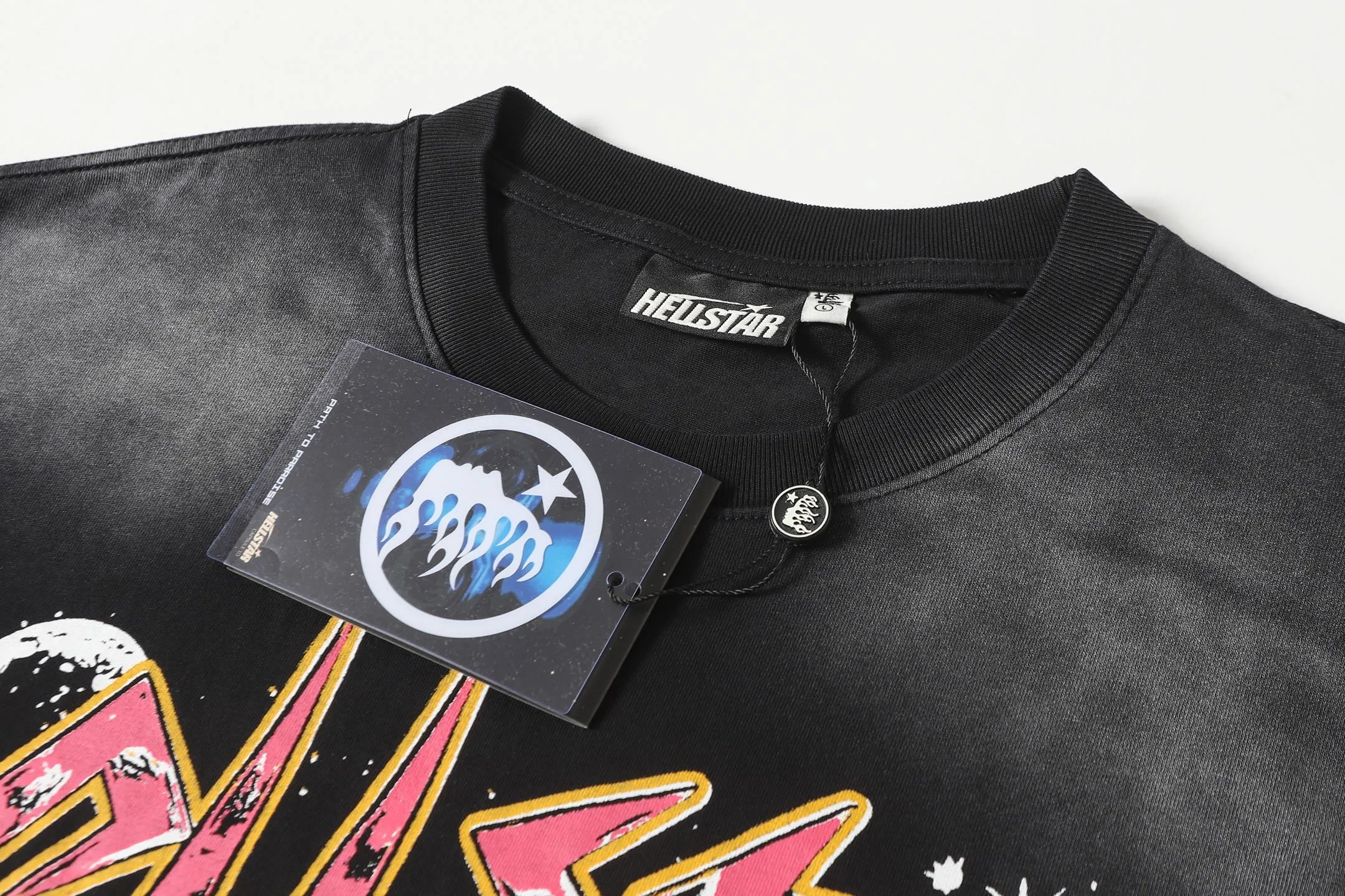 P124 Hellstar Hellstar Cross-border European and American style street fashion brand pure cotton T-shirt Fabric (fabric): 32 counts 250g washed combed double yarn pure cotton Size (size): S-M- L- X L Color (colour): Washed black (spray Ma Liu)