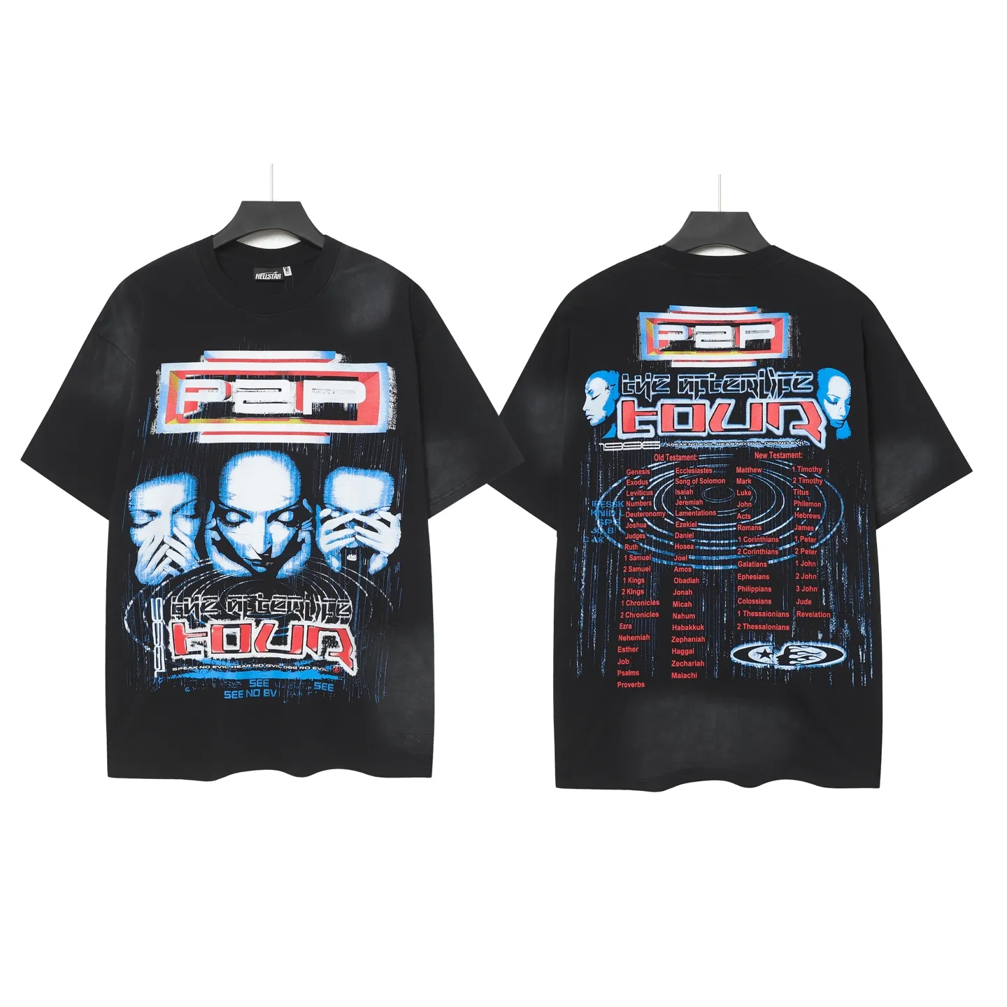 P124 Hellstar Hellstar Cross-border European and American style street fashion brand pure cotton T-shirt Fabric (fabric): 32 counts 250g washed combed double yarn pure cotton Size (size): S-M- L- X L Color (colour): Washed black (spray Ma Liu)