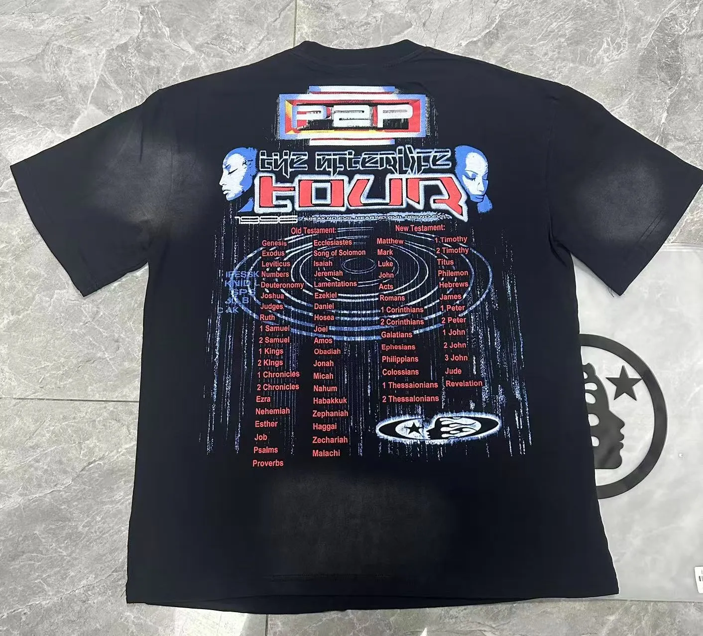 P124 Hellstar Hellstar Cross-border European and American style street fashion brand pure cotton T-shirt Fabric (fabric): 32 counts 250g washed combed double yarn pure cotton Size (size): S-M- L- X L Color (colour): Washed black (spray Ma Liu)