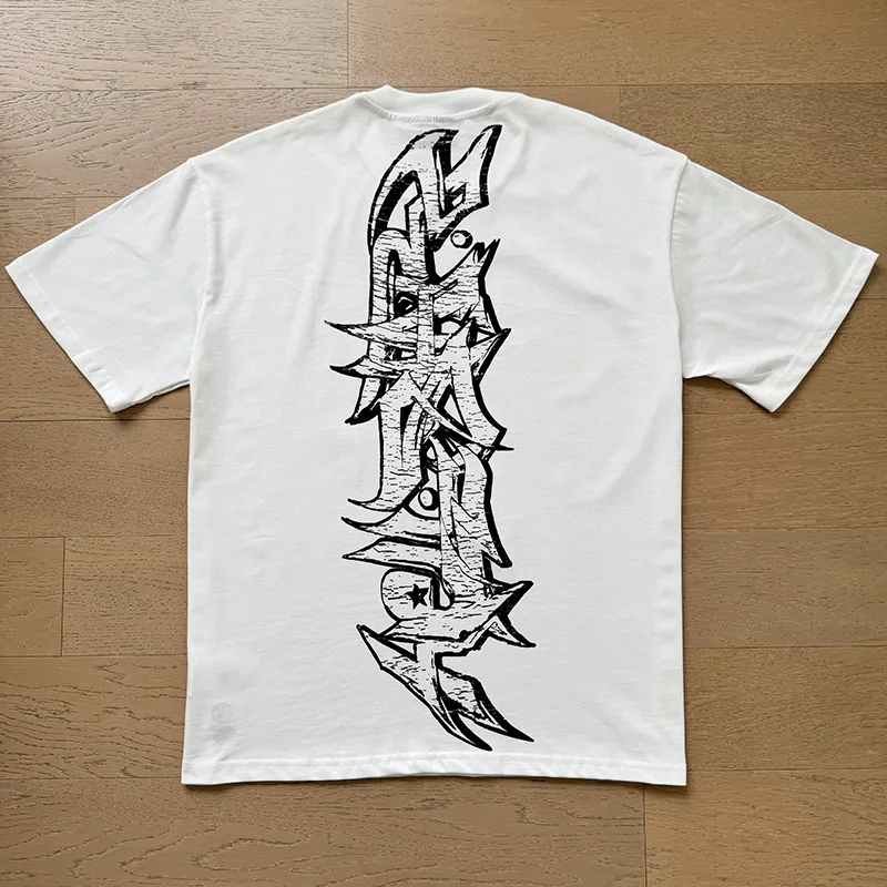 P110 5608# Real shot Hellstar Meichao high street pure cotton loose short-sleeved T-shirt Fabric: 240g 32 count fine cotton double yarn pure cotton Color: White Size: S M L XL