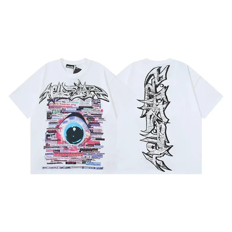 P110 5608# Real shot Hellstar Meichao high street pure cotton loose short-sleeved T-shirt Fabric: 240g 32 count fine cotton double yarn pure cotton Color: White Size: S M L XL
