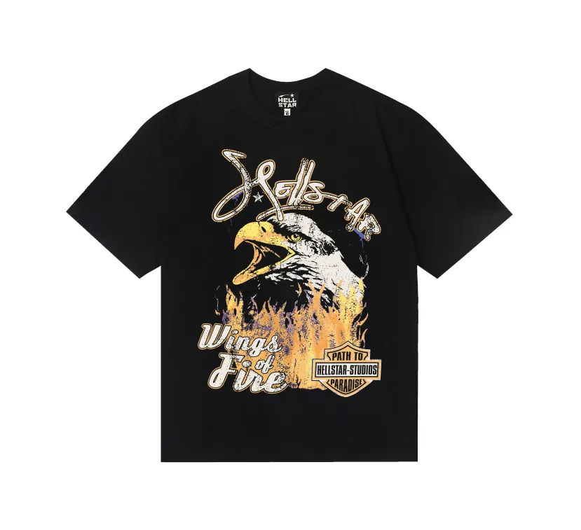 6760# P116 Hellstar American fashion high street pure cotton loose short-sleeved T-shirt Color: black gray dark coffee Size: S M L XL