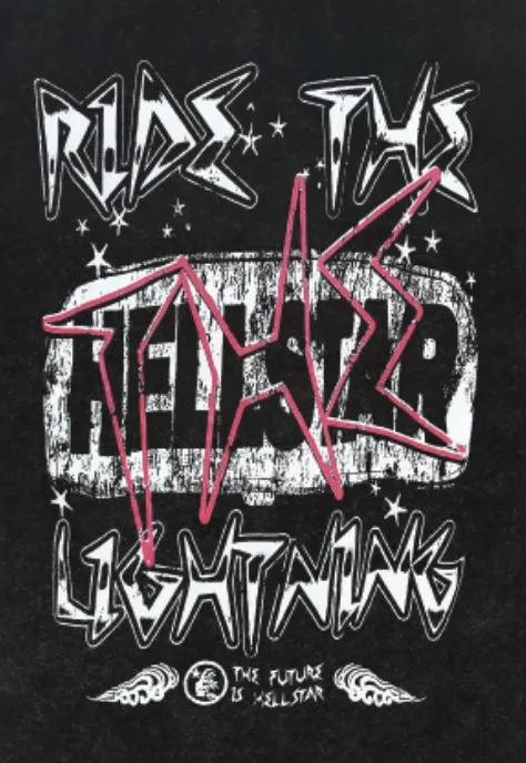 7730# P124 Washed Hellstar Hellstar ins same style retro printed tops for men and women, casual and trendy pure cotton washed short-sleeved T-shirt Color: Black Size: S M L XL