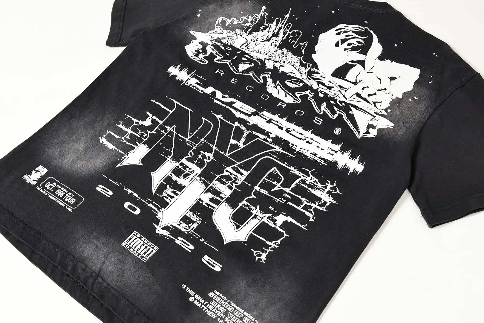 P124 Real-stock high-definition Hellstar Cross-border European and American style street brand pure cotton T-shirt Fabric (fabric): 32 pieces of 250g washed combed double yarn pure cotton Size (size): S-M- L- X L Color (colour): Washed black 👉