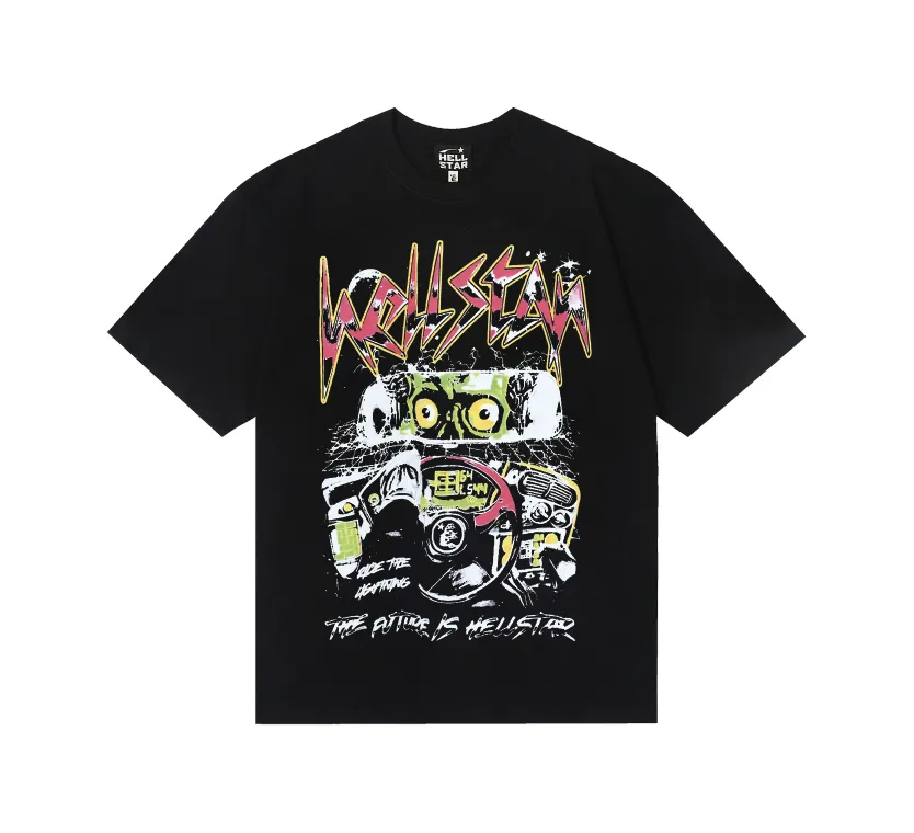 6715# P116 Hellstar American fashion high street pure cotton loose short-sleeved T-shirt Color: White Black Size: S M L XL