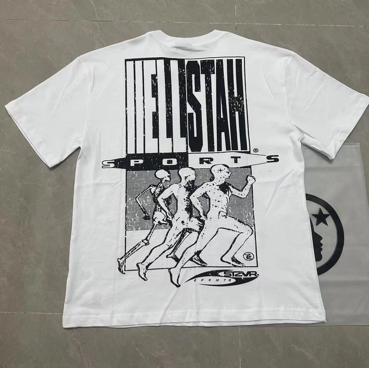 P108 Real-stock Hellstar Cross-border European and American style, street fashion brand pure cotton T-shirt Fabric (fabric): 32 pieces of 240g heavy combed double yarn pure cotton Size (size): S-M- L- X L Color (colour): white