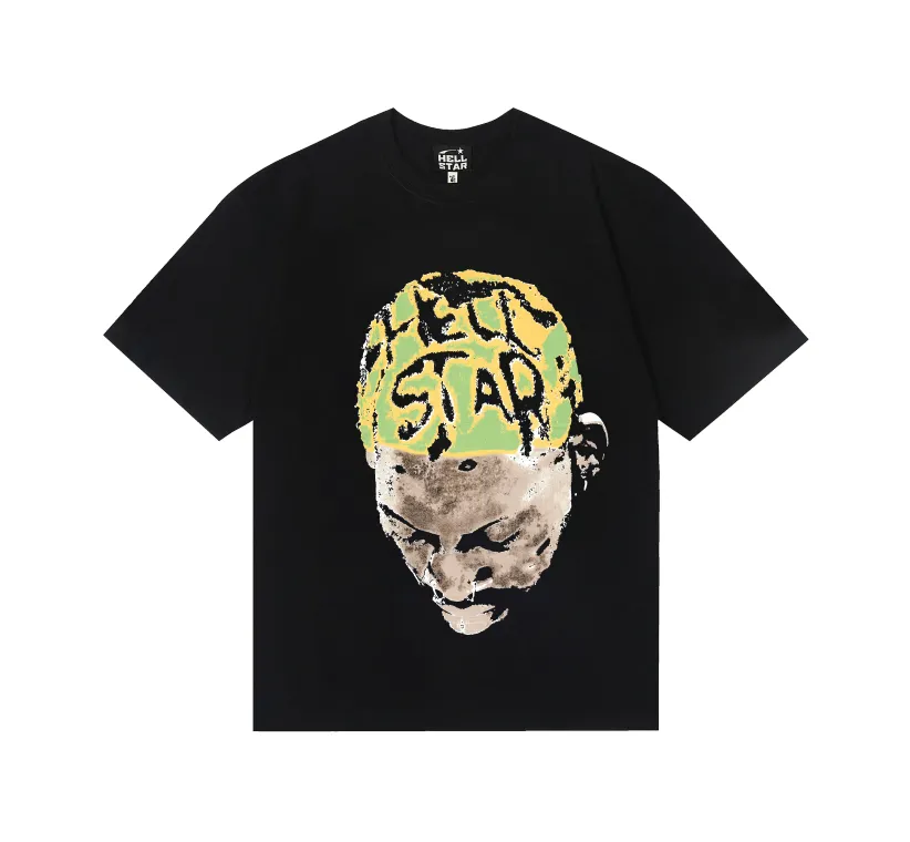 6793# P116 Hellstar American fashion high street pure cotton loose short-sleeved T-shirt Color: Black Gray Size: S M L XL