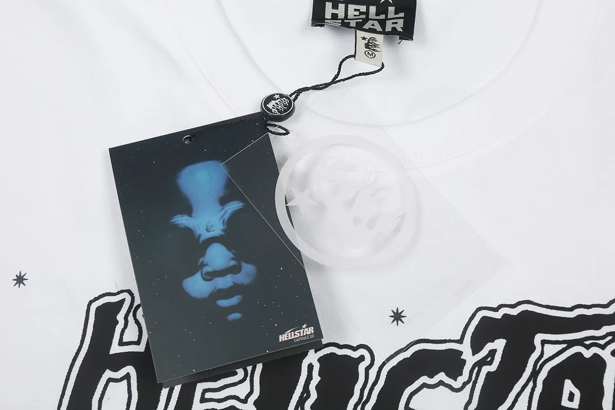 5518# P136 Hellstar Hellstar letter print lightning high street men and women hip-hop loose long-sleeved T-shirt Color: Black White Size: S M L XL