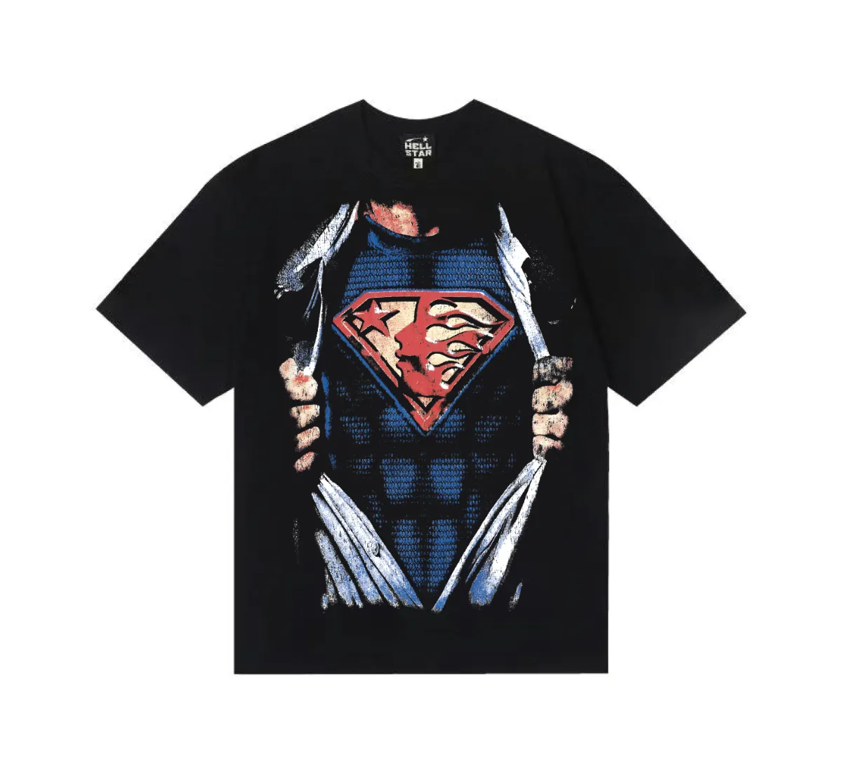 6800# P112 Hellstar American fashion high street pure cotton loose short-sleeved T-shirt Color: Black Size: S M L XL