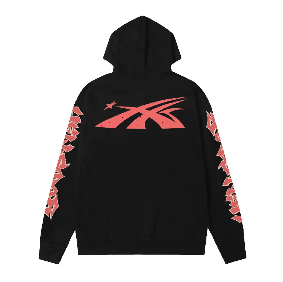 9916# P196 Ins American hip-hop trendy brand hellstar letter printed high street loose hooded pullover sweatshirt for men and women Color: Black White Size: S M L XL