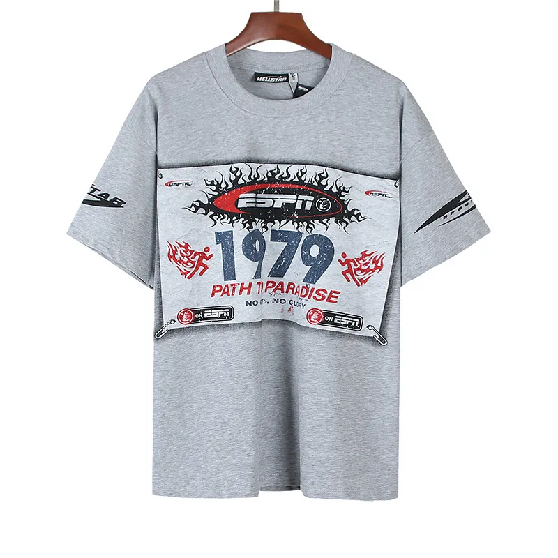 P116 Real shot of Hellstar Hellstar high street pure cotton loose short-sleeved T-shirt Fabric: 240g 32 count fine cotton double yarn pure cotton Color: Gray Size: S M L XL