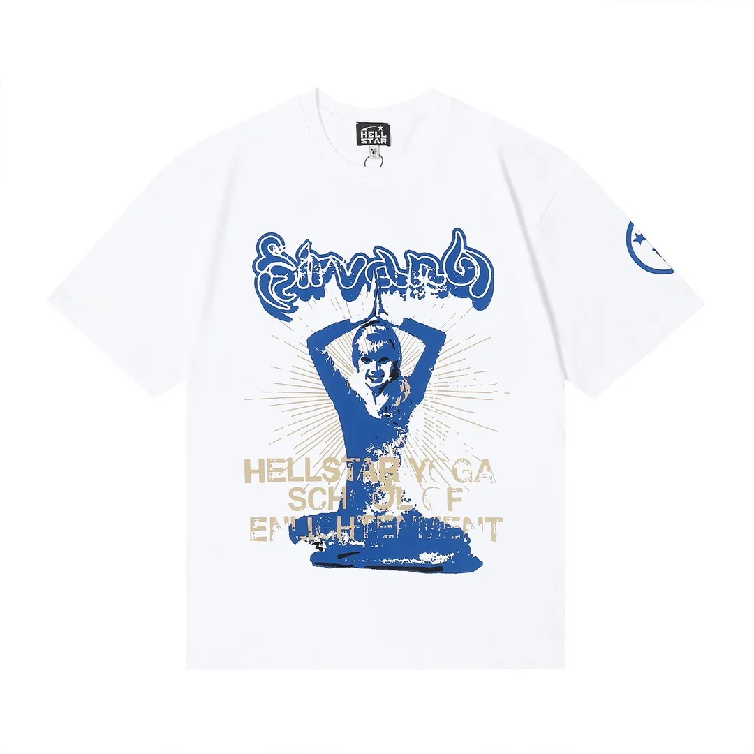 6618# P116 Hellstar American fashion high street pure cotton loose short-sleeved T-shirt Color: White Apricot Black Size: S M L XL