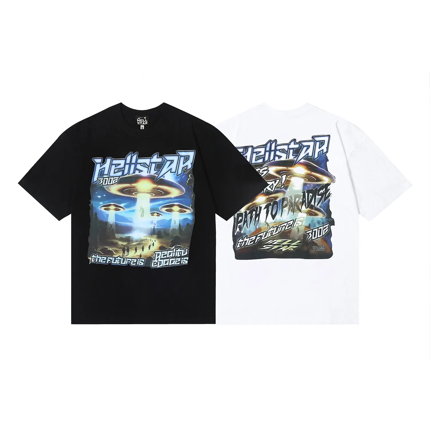 6666# P116 Hellstar American fashion high street pure cotton loose short-sleeved T-shirt Color: White Black Size: S M L XL