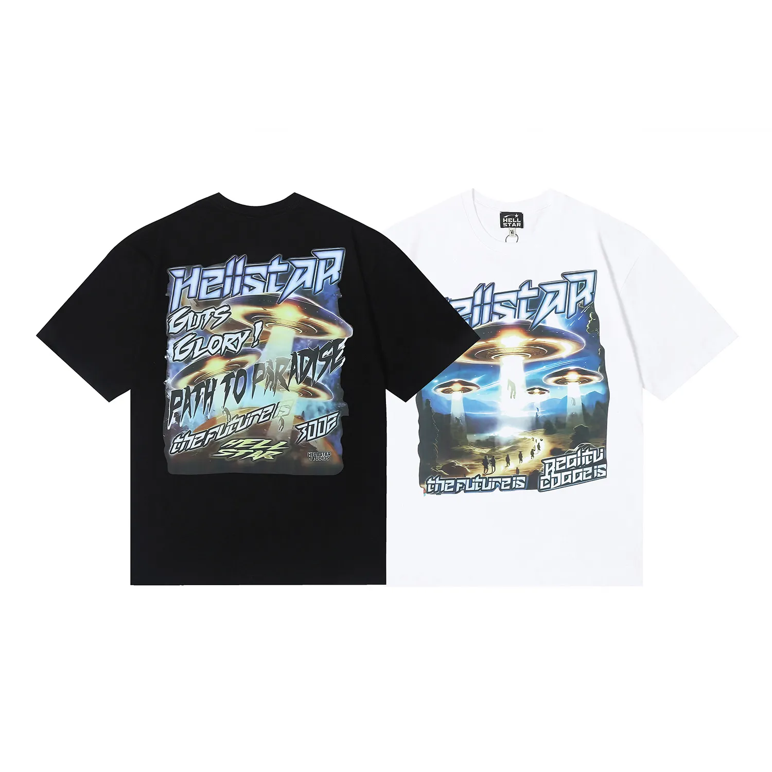 6666# P116 Hellstar American fashion high street pure cotton loose short-sleeved T-shirt Color: White Black Size: S M L XL