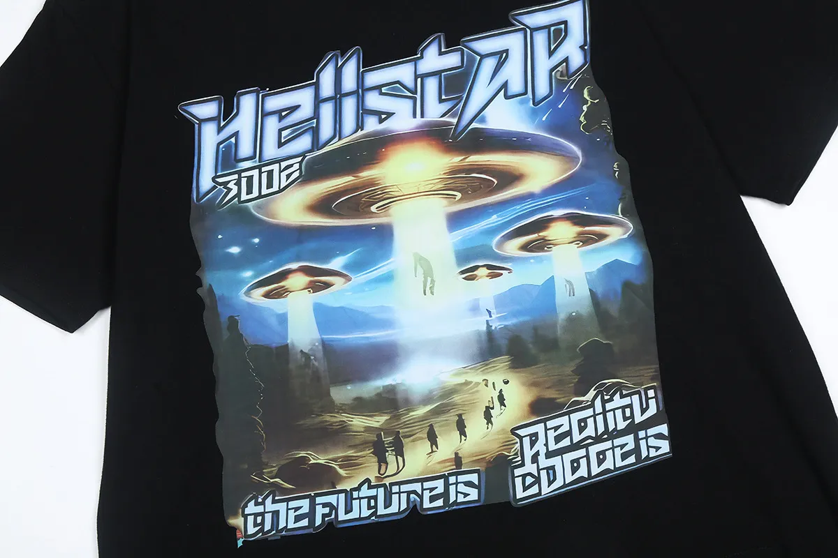 6666# P116 Hellstar American fashion high street pure cotton loose short-sleeved T-shirt Color: White Black Size: S M L XL