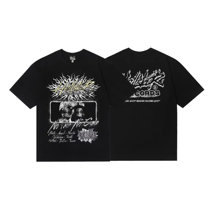 6731# P112 Hellstar American fashion high street pure cotton loose short-sleeved T-shirt Color: Black Size: S M L XL