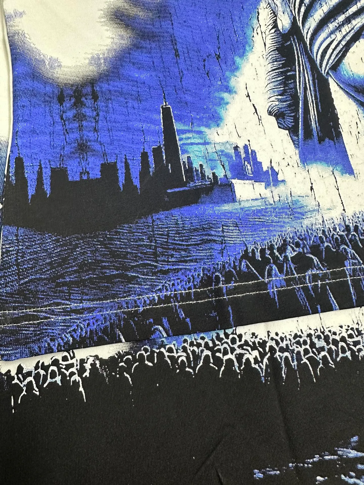 P116 5138# White I Real shot in stock (new high-definition printing) Godspeed cross-border American rock and roll street washed retro style short-sleeved T (craft printing) fabric (fabric) 32 counts combed double yarn 240 grams weight code number (size): S-M-L-XL color (colour): white 👉
