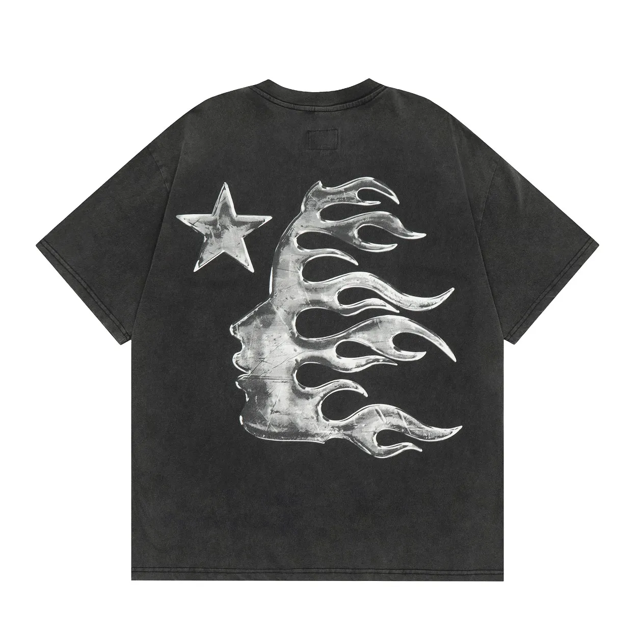 P134 Hellstar T-Shirt Short-sleeved T-shirt The new hot trendy Hellstar!  Standard beauty and trendy workmanship, original customization (fabric, pattern, printing, hang tag, main mark, etc.), exaggerated style, explosive style, dare to break through tradition, bring adventurous new fashion experience!  YoungBoy, the most popular rapper in the youth circle, has shot a lot of models for him, and celebrities such as Dababy and Swae Lee frequently get dressed!  color: Vintage Black (washed black) size: S, M, L, XL