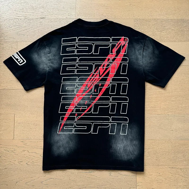 P126 Washed Black Real Shot Hellstar Hellstar Washed Retro Fashion Printed Short-Sleeved T-shirt Fabric: 250g 32 count fine cotton double yarn pure cotton Color: Washed Black Size: S M L XL