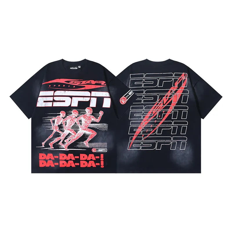 P126 Washed Black Real Shot Hellstar Hellstar Washed Retro Fashion Printed Short-Sleeved T-shirt Fabric: 250g 32 count fine cotton double yarn pure cotton Color: Washed Black Size: S M L XL