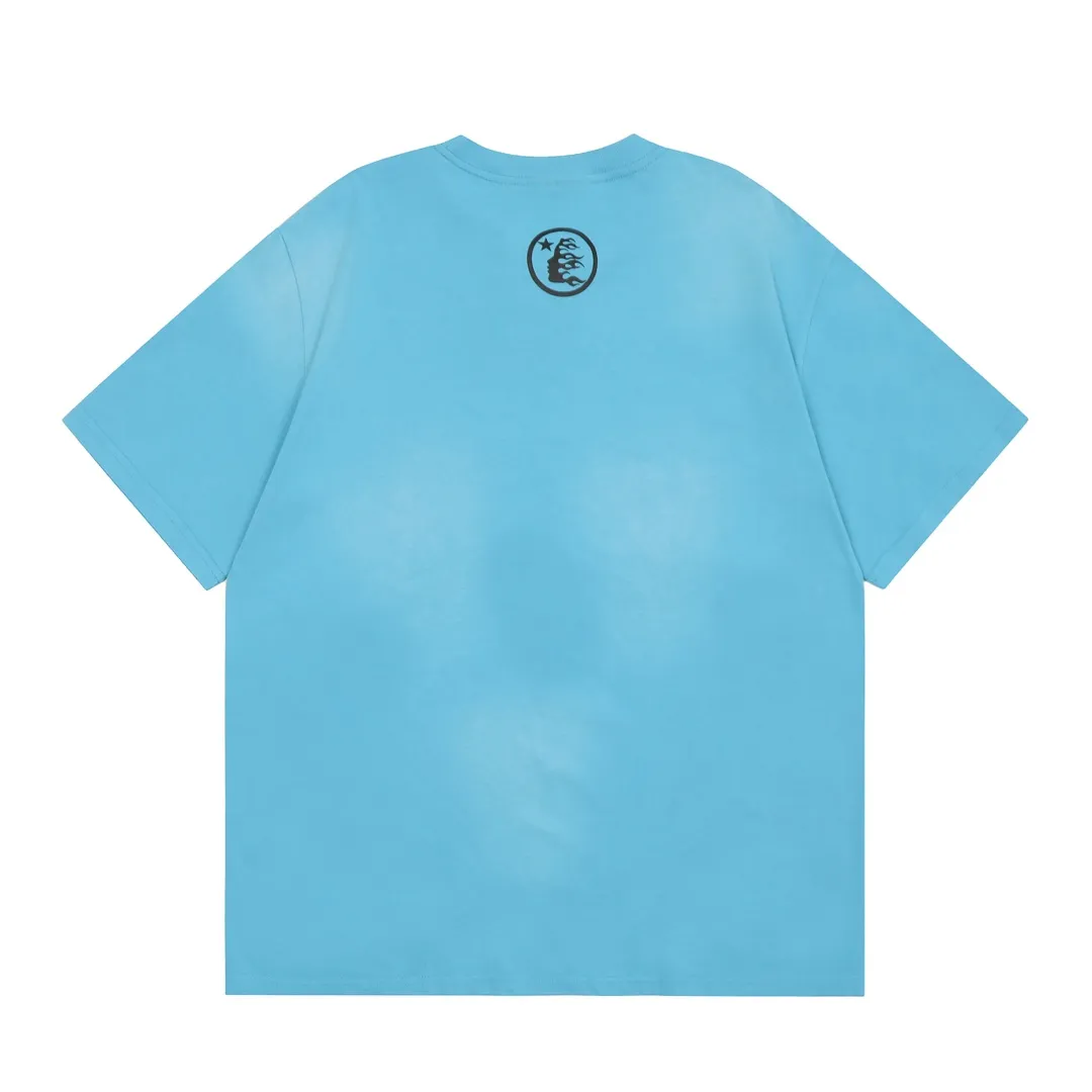 P126 HELLSTAR BOX LOGO T-SHIRT Spray Ma Liu T-shirt short sleeves, the new hot beauty trend Hellstar!  Standard beauty and trendy workmanship, original customization (fabric, pattern, printing, hang tag, main mark, etc.), exaggerated style, explosive style, dare to break through tradition, bring adventurous new fashion experience!   YoungBoy, the most popular rapper in the youth circle, has shot a lot of models for him, and celebrities such as Dababy and Swae Lee frequently get dressed!  color: BLUE Size: S, M, L, XL