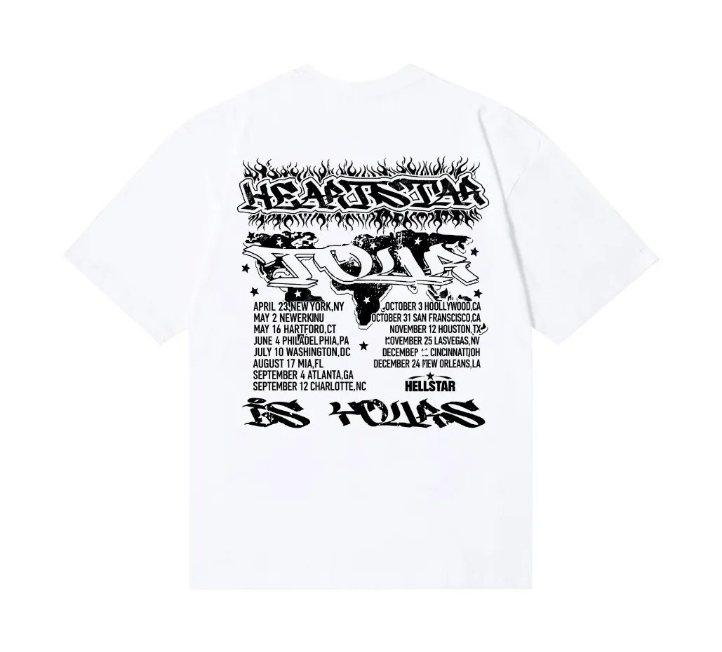 6844# P116 Hellstar American fashion high street pure cotton loose short-sleeved T-shirt Color: White Black Size: S M L XL