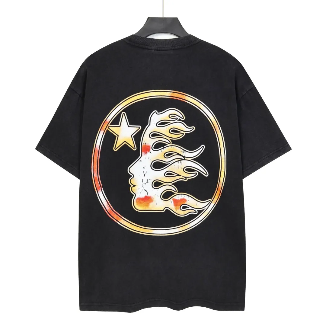 P124 Real-stock high-definition Hellstar Cross-border European and American style street brand pure cotton T-shirt Fabric (fabric): 32 pieces of 250g washed combed double yarn pure cotton Size (size): S-M- L- X L Color (colour): Washed black 👉