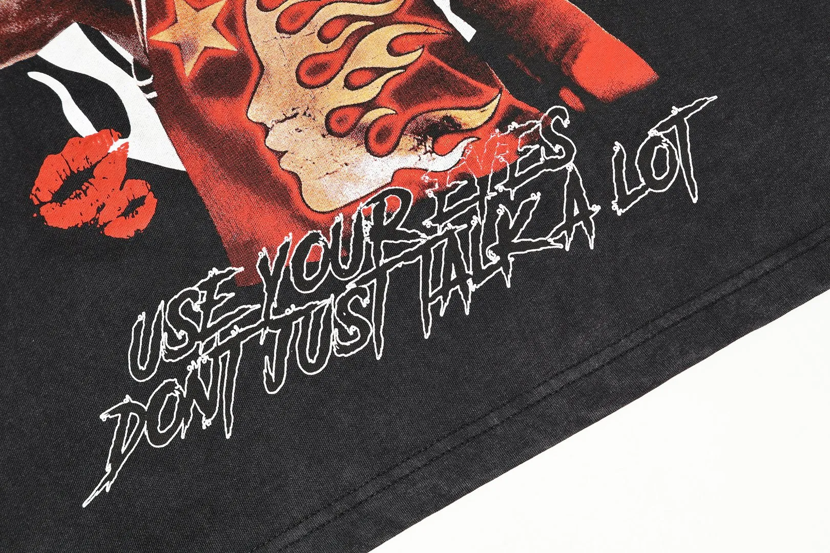 P124 Real-stock high-definition Hellstar Cross-border European and American style street brand pure cotton T-shirt Fabric (fabric): 32 pieces of 250g washed combed double yarn pure cotton Size (size): S-M- L- X L Color (colour): Washed black 👉