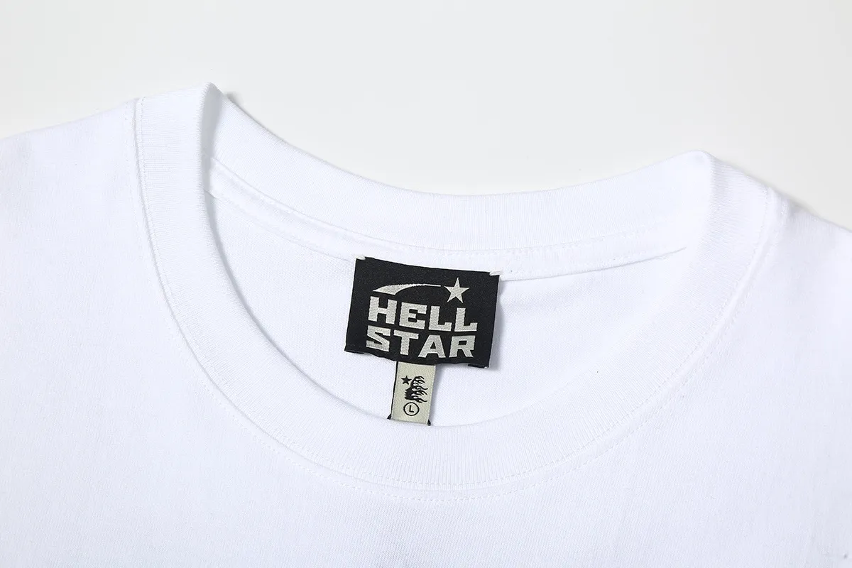 6611# P116 Hellstar Rodman vintage short-sleeved American street retro hip-hop oversize printed T-shirt Color: White Size: S M L XL