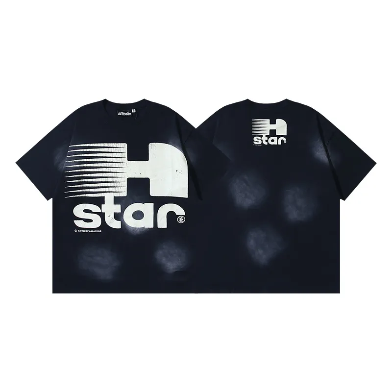 P126 Washed Black Real Shot Hellstar Hellstar Washed Retro Fashion Printed Short-Sleeved T-shirt Fabric: 250g 32 count fine cotton double yarn pure cotton Color: Washed Black Size: S M L XL