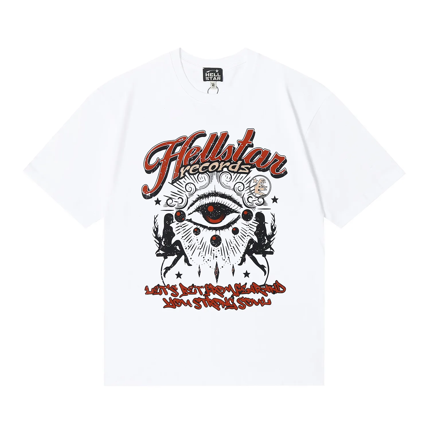 6608# P116 Hellstar short-sleeved Hellstar American fashion brand creative fun staring eyes printed high street retro T-shirt Color: White Black Apricot Code Number: S M L XL