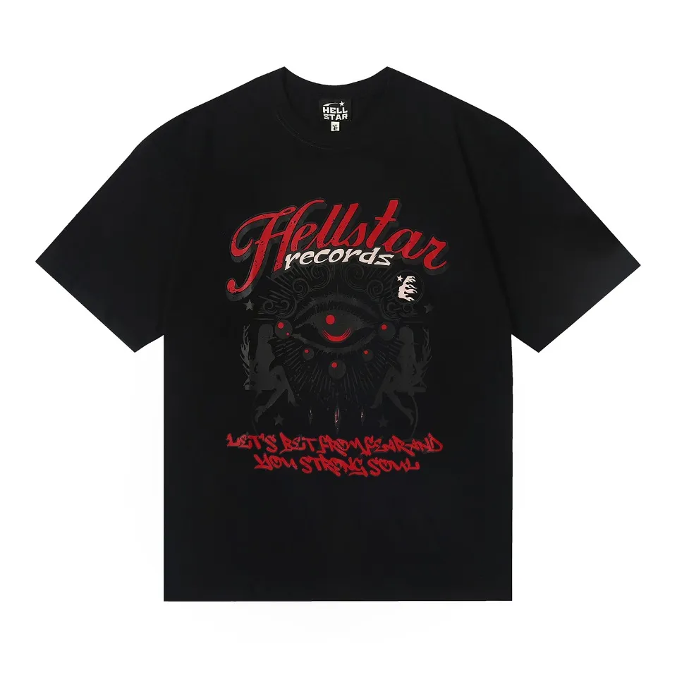 6608# P116 Hellstar short-sleeved Hellstar American fashion brand creative fun staring eyes printed high street retro T-shirt Color: White Black Apricot Code Number: S M L XL