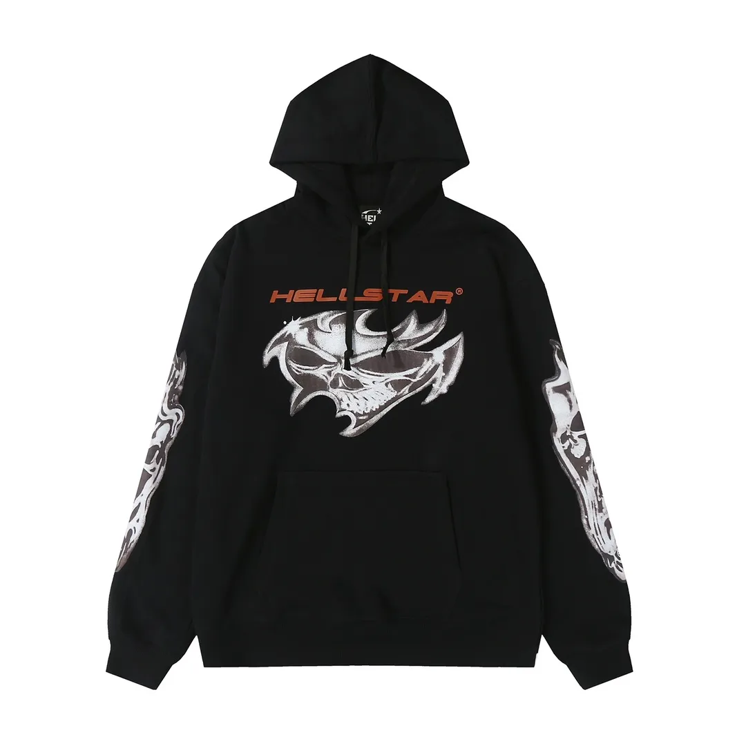 9909# P200 Ins American hip-hop trendy brand hellstar letter printed high street men and women loose hooded pullover sweatshirt Color: Black Size: S M L XL
