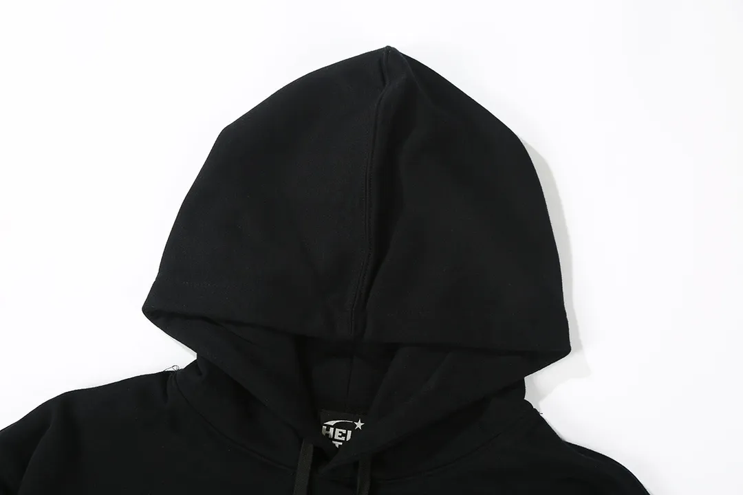 9909# P200 Ins American hip-hop trendy brand hellstar letter printed high street men and women loose hooded pullover sweatshirt Color: Black Size: S M L XL