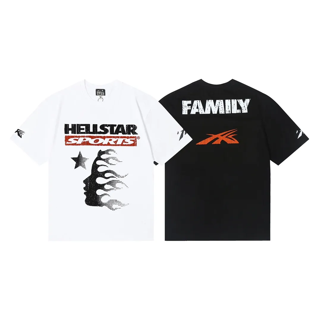 6637# P116 Hellstar American fashion high street pure cotton loose short-sleeved T-shirt Color: White Black Size: S M L XL