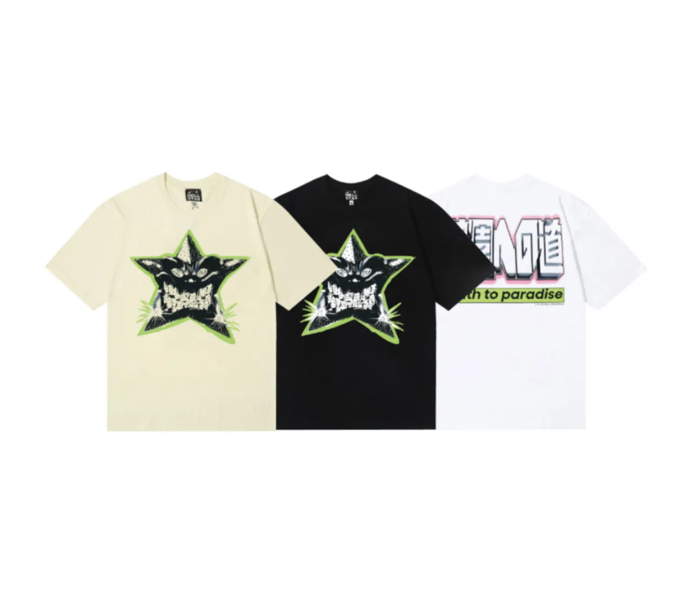 6703# P116 Hellstar American fashion high street pure cotton loose short-sleeved T-shirt Color: White Black Apricot Code Number: S M L XL