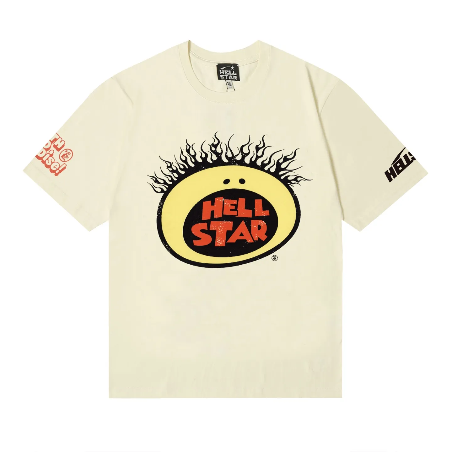 6839# P116 Hellstar American fashion high street pure cotton loose short-sleeved T-shirt Color: White Apricot Code Number: S M L XL