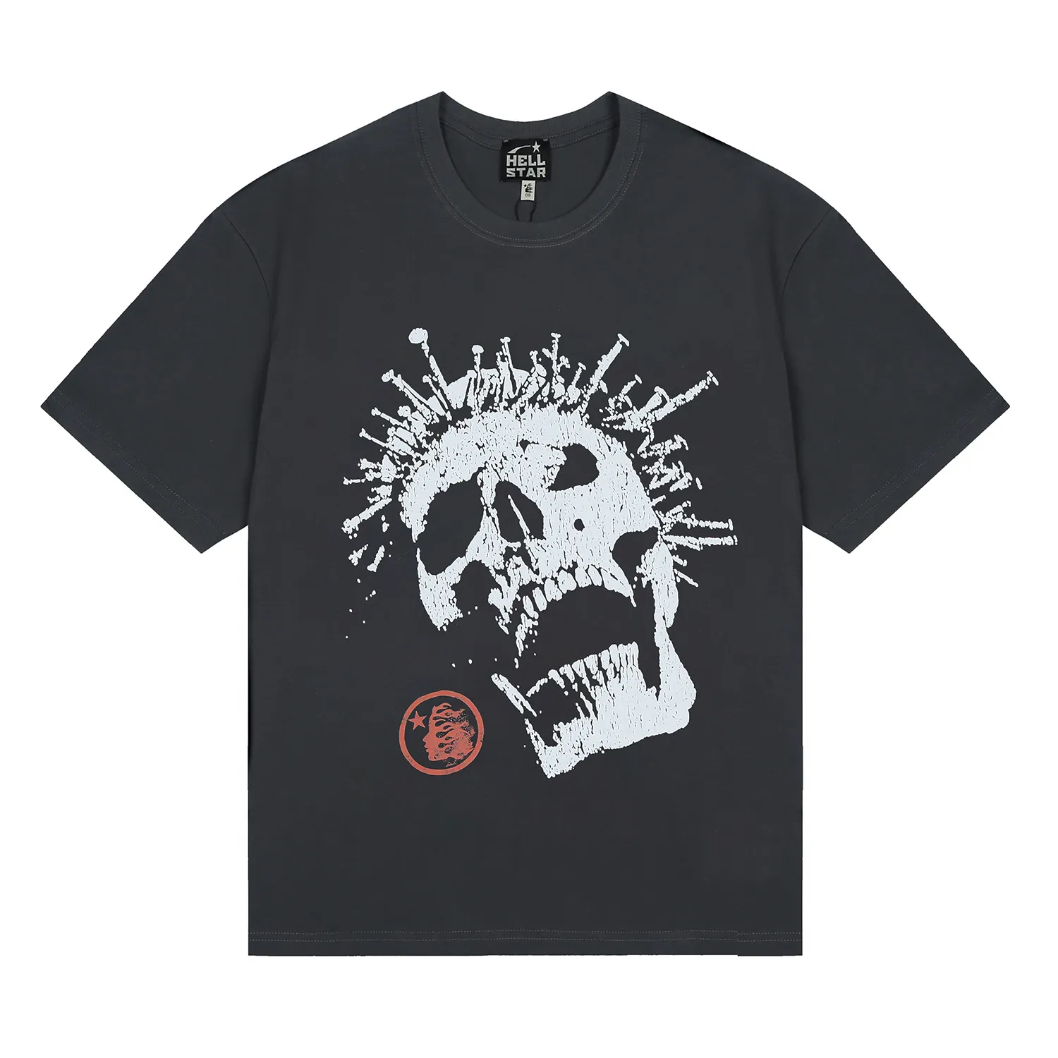 6686# P116 Hellstar American fashionable high street pure cotton loose short-sleeved T-shirt Color: Black Dark Brown Gray White Size: S M L XL