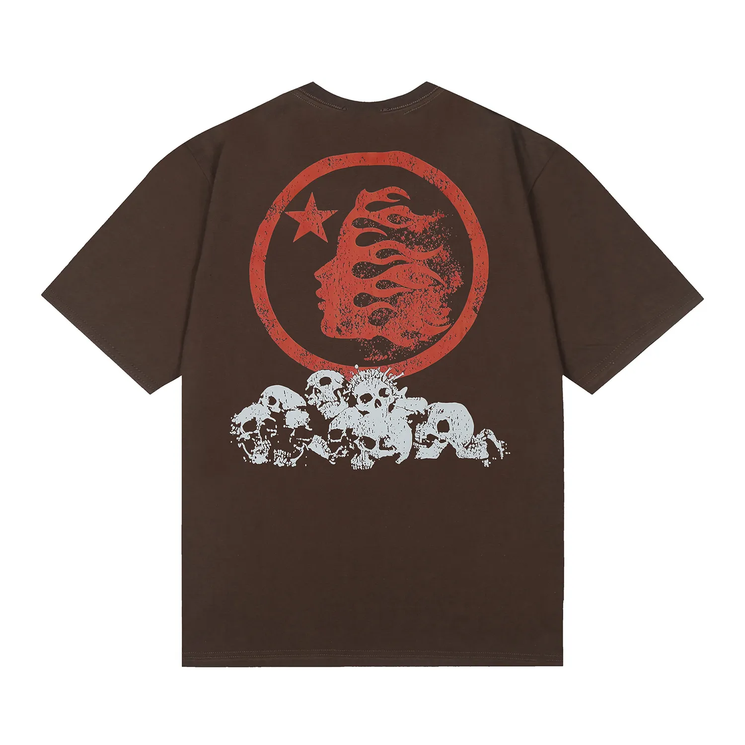 6686# P116 Hellstar American fashionable high street pure cotton loose short-sleeved T-shirt Color: Black Dark Brown Gray White Size: S M L XL