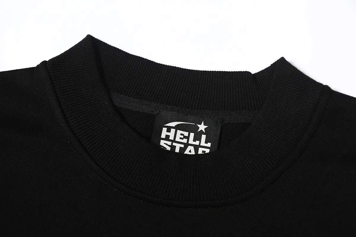 8838# P160 Hellstar high quality Hellstar American trendy printed cotton terry crew neck sweatshirt Color: Black Size: S M L XL