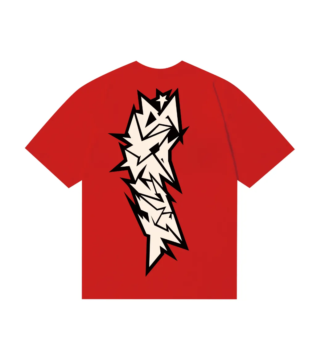 6833# P112 Hellstar American fashion high street pure cotton loose short-sleeved T-shirt Color: Black Red Size: S M L XL