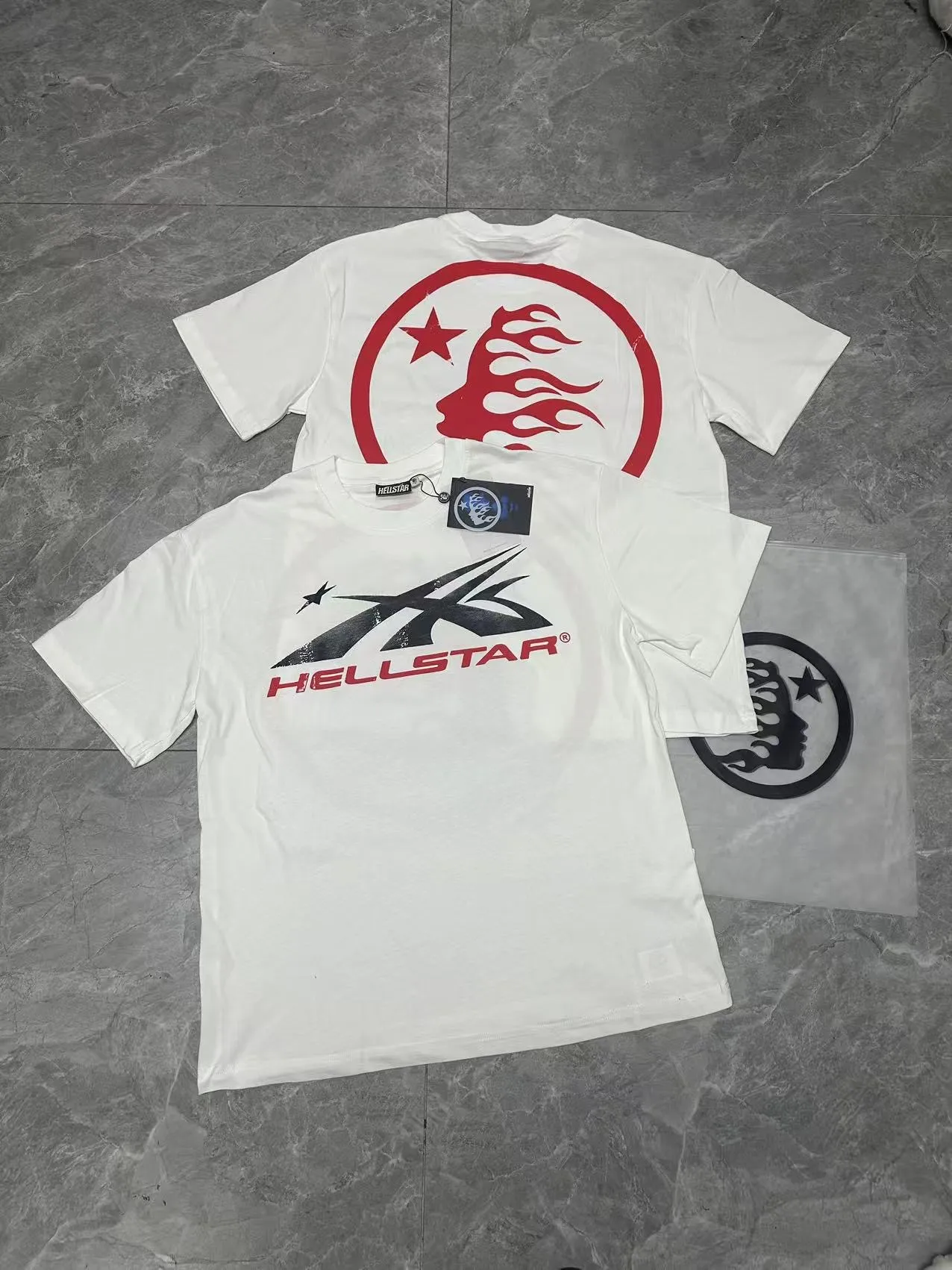 P108 Real-stock Hellstar Cross-border European and American style, street fashion brand pure cotton T-shirt Fabric (fabric): 32 counts of 240g heavy combed double yarn pure cotton Size (size): S-M- L- X L Color (colour): White 👉 👉