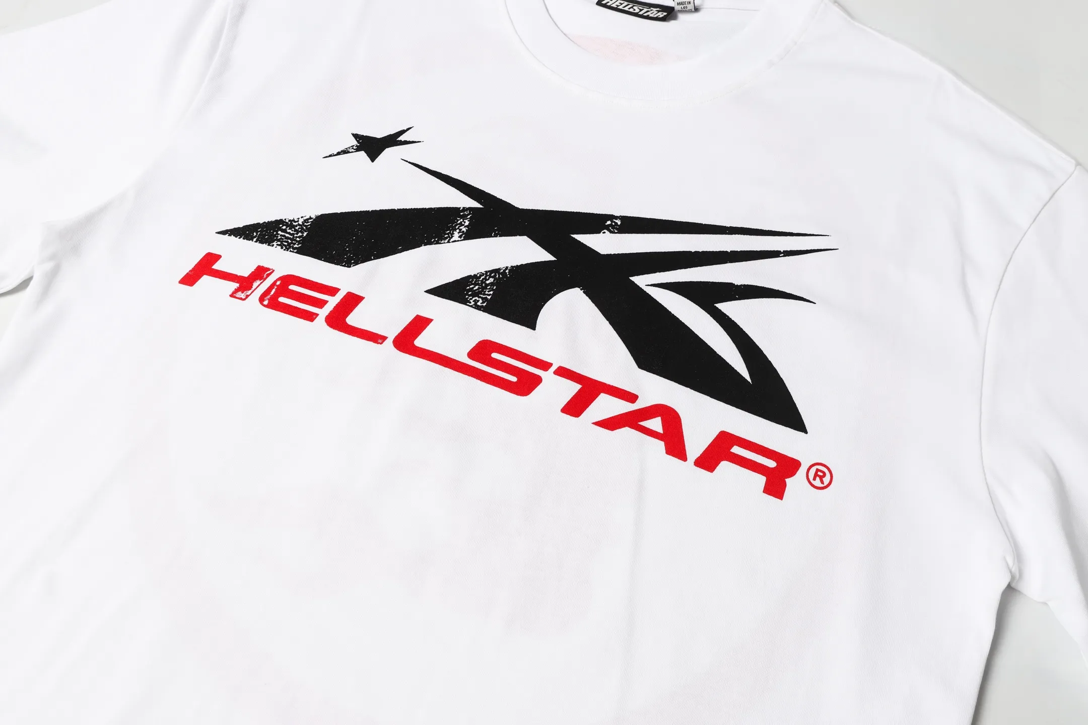 P108 Real-stock Hellstar Cross-border European and American style, street fashion brand pure cotton T-shirt Fabric (fabric): 32 counts of 240g heavy combed double yarn pure cotton Size (size): S-M- L- X L Color (colour): White 👉 👉