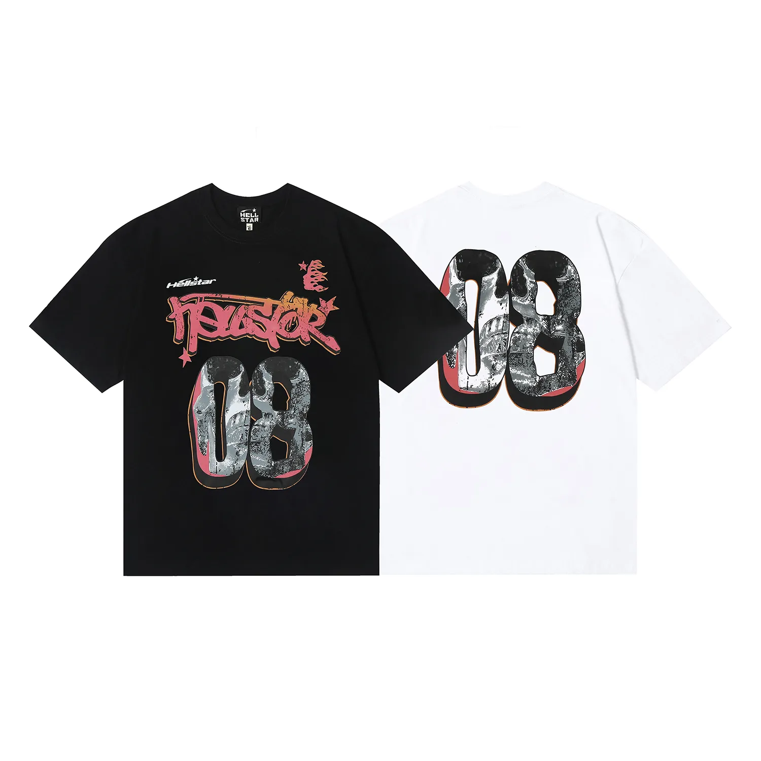 6698# P116 Hellstar American fashion high street pure cotton loose short-sleeved T-shirt Color: White Black Size: S M L XL